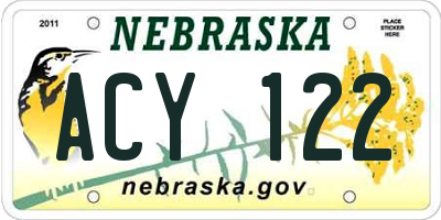 NE license plate ACY122