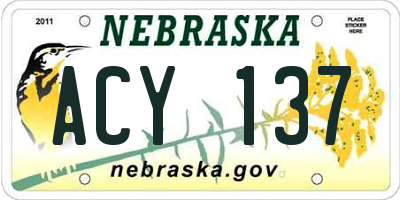 NE license plate ACY137