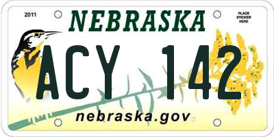 NE license plate ACY142