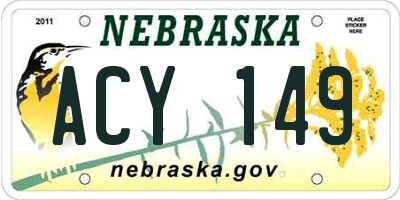 NE license plate ACY149