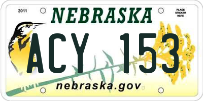 NE license plate ACY153