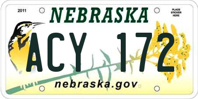 NE license plate ACY172