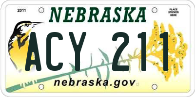 NE license plate ACY211