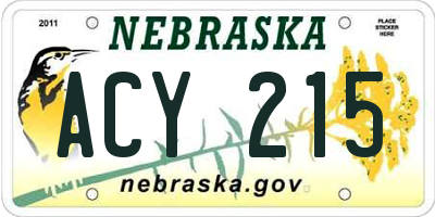 NE license plate ACY215