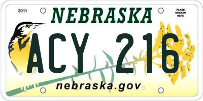 NE license plate ACY216