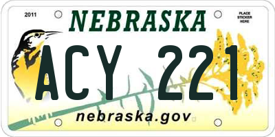 NE license plate ACY221