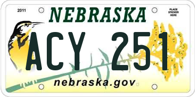 NE license plate ACY251