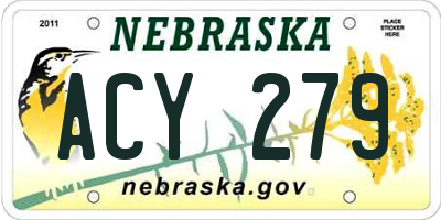 NE license plate ACY279