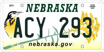 NE license plate ACY293