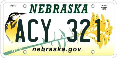 NE license plate ACY321