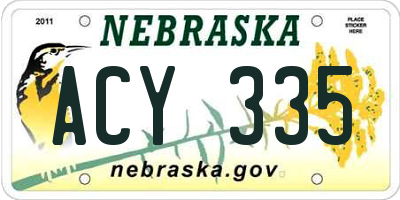 NE license plate ACY335