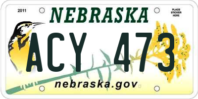 NE license plate ACY473