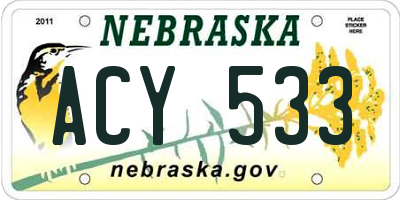 NE license plate ACY533