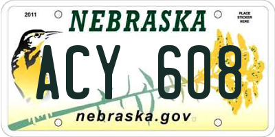 NE license plate ACY608