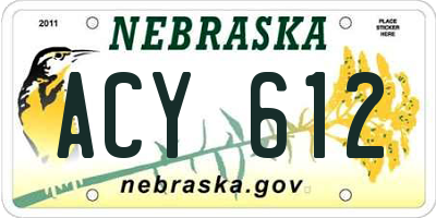 NE license plate ACY612