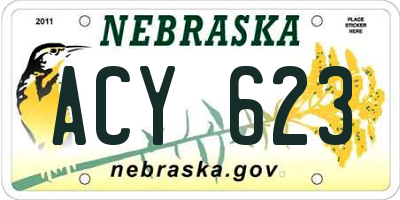 NE license plate ACY623