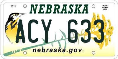 NE license plate ACY633