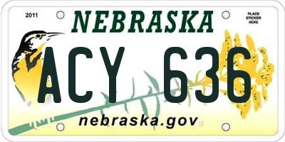 NE license plate ACY636