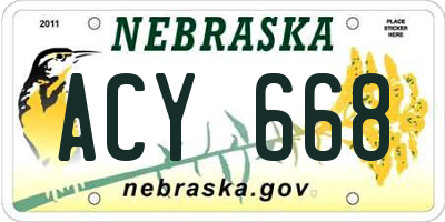 NE license plate ACY668