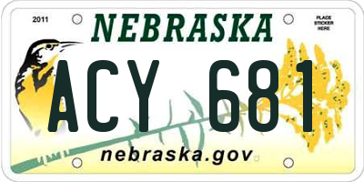 NE license plate ACY681