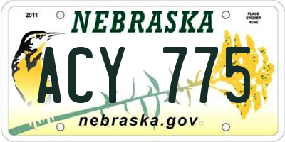 NE license plate ACY775