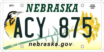 NE license plate ACY875