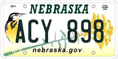 NE license plate ACY898