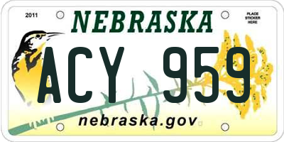 NE license plate ACY959