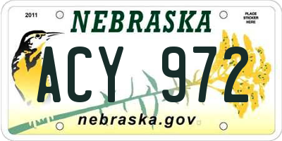 NE license plate ACY972