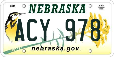 NE license plate ACY978