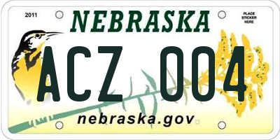 NE license plate ACZ004
