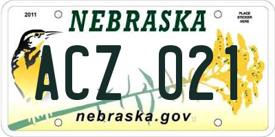 NE license plate ACZ021