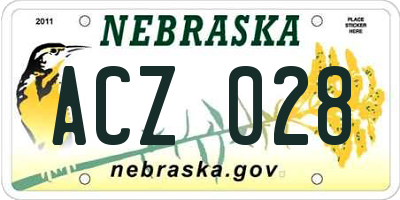 NE license plate ACZ028