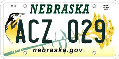 NE license plate ACZ029