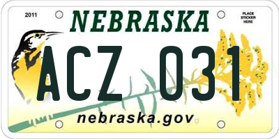 NE license plate ACZ031