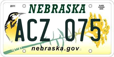 NE license plate ACZ075