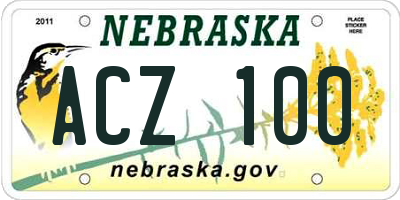 NE license plate ACZ100