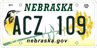 NE license plate ACZ109