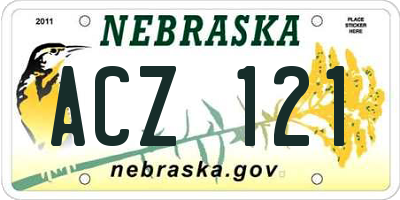 NE license plate ACZ121