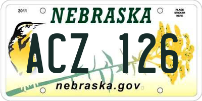 NE license plate ACZ126