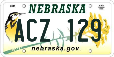 NE license plate ACZ129