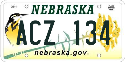NE license plate ACZ134