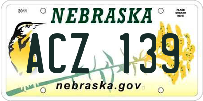 NE license plate ACZ139