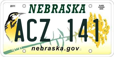 NE license plate ACZ141