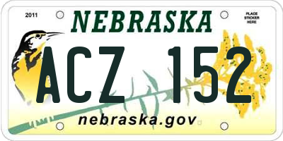 NE license plate ACZ152