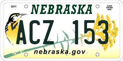 NE license plate ACZ153