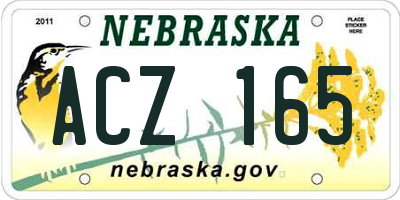 NE license plate ACZ165