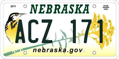 NE license plate ACZ171