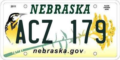 NE license plate ACZ179