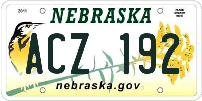 NE license plate ACZ192